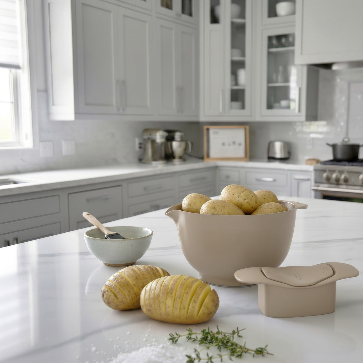 Margrethe Bowl + Hasselback Cutter