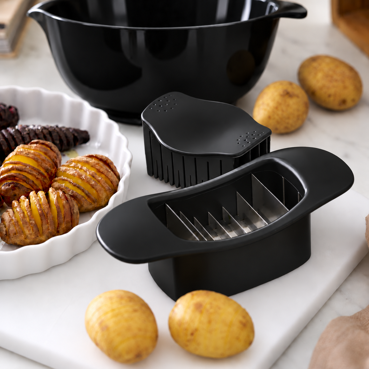 Margrethe Bowl + Hasselback Cutter